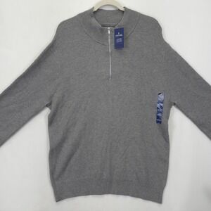 Stafford Men's XL Gray 1/4 Zip Sweater Soft Touch Cashmere Blend Pullover New